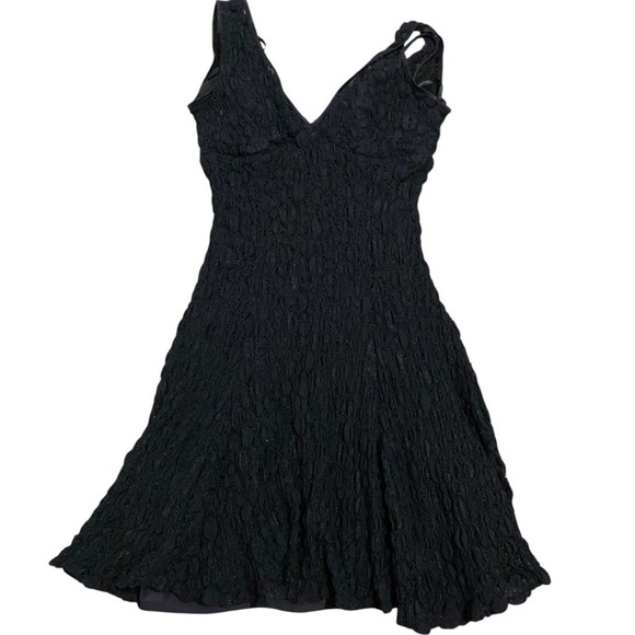 Cache Dresses & Skirts - Vintage Cache Black Lace Mini Dress 90s Y2K Fit Flare Stretch USA Petite Small